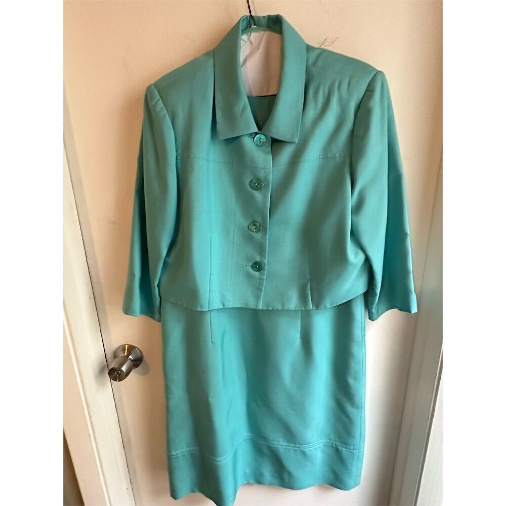 Vintage S. Nemeroff Women's 2-Piece Blue Dress Suit Size 12 Retro Mod